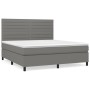 Cama box spring con colchón tela gris oscuro 160x200 cm de , Camas y somieres - Ref: Foro24-3141866, Precio: 551,82 €, Descue...