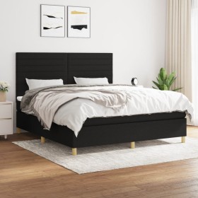 Cama box spring con colchón tela negro 160x200 cm de , Camas y somieres - Ref: Foro24-3142427, Precio: 595,72 €, Descuento: %