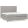 Box spring bed with light gray fabric mattress 160x200 cm by , Beds and slatted bases - Ref: Foro24-3142425, Price: 574,37 €,...