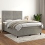 Box spring bed with light gray velvet mattress 140x200 cm by , Beds and slatted bases - Ref: Foro24-3143145, Price: 508,73 €,...