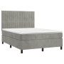 Box spring bed with light gray velvet mattress 140x200 cm by , Beds and slatted bases - Ref: Foro24-3143145, Price: 508,73 €,...