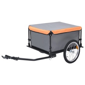 Gray and orange bicycle trailer 65 kg by , Bicycle trailers - Ref: Foro24-92591, Price: 146,99 €, Discount: %