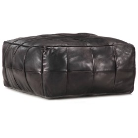 Black pouf 60x60x30 cm genuine goat leather by , Ottomans - Ref: Foro24-248134, Price: 134,99 €, Discount: %