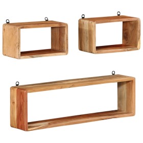 Cube wall shelf set 3 pieces solid acacia wood by , Shelves and shelves - Ref: Foro24-328262, Price: 72,99 €, Discount: %