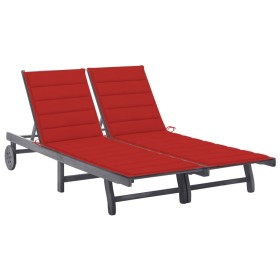 Garden lounger for 2 people and solid acacia wood cushions by , Loungers - Ref: Foro24-3061395, Price: 365,99 €, Discount: %