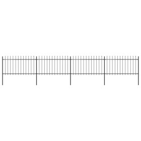 Garden fence with black steel spearheads 6.8x1 m by , fence panels - Ref: Foro24-277614, Price: 354,41 €, Discount: %