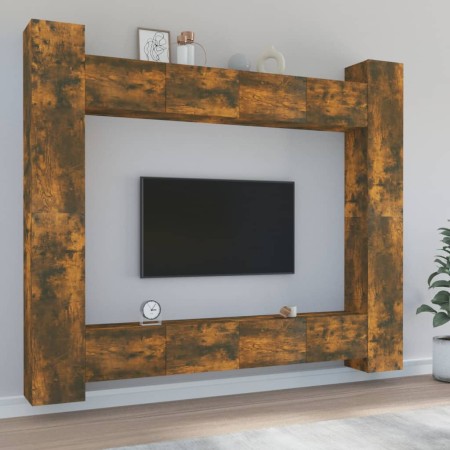 TV-Möbelset 8-teilig aus geräuchertem Eichensperrholz von , TV-Möbel - Ref: Foro24-3114243, Preis: 381,49 €, Rabatt: %