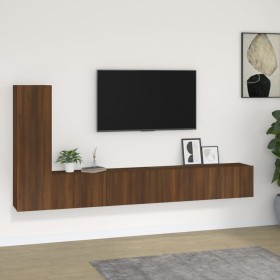 TV furniture set 3 pieces brown oak plywood by , TV Furniture - Ref: Foro24-3114325, Price: 178,00 €, Discount: %