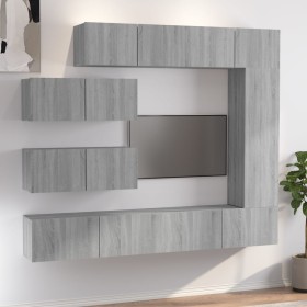 Set de muebles para TV 7 pzas madera contrachapada gris Sonoma de , Muebles TV - Ref: Foro24-3114564, Precio: 339,99 €, Descu...