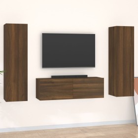 TV furniture set 3 pieces brown oak plywood by , TV Furniture - Ref: Foro24-3120238, Price: 119,77 €, Discount: %