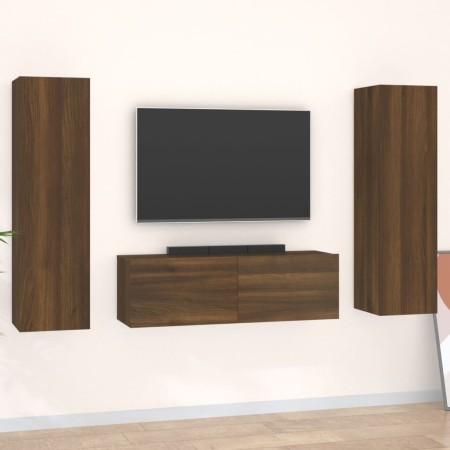 Set de muebles para TV 3 pzas madera contrachapada roble marrón de , Muebles TV - Ref: Foro24-3120238, Precio: 119,77 €, Desc...