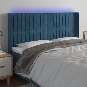 Dark blue velvet LED headboard 163x16x118/128 cm by , Headboards and footboards - Ref: Foro24-3124344, Price: 131,99 €, Disco...