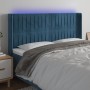 Cabecero con LED de terciopelo azul oscuro 163x16x118/128 cm de , Cabeceros y pies de cama - Ref: Foro24-3124344, Precio: 136...