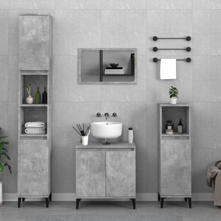 Set muebles de baño 2 piezas madera contrachapada gris hormigón de , Muebles de baño - Ref: Foro24-3185593, Precio: 197,27 €,...