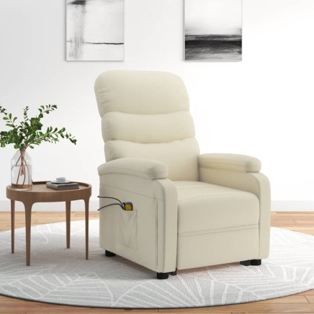 Sillón de masaje elevable cuero sintético blanco crema de , Sillones de masaje eléctricos - Ref: Foro24-321284, Precio: 332,8...