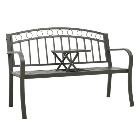 Banco de jardín con mesa acero gris 120 cm de , Bancos de jardín - Ref: Foro24-319585, Precio: 131,82 €, Descuento: %