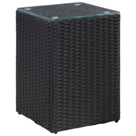 Mesa auxiliar superficie vidrio ratán sint. negro 35x35x52 cm de , Mesas auxiliares - Ref: Foro24-46982, Precio: 58,99 €, Des...