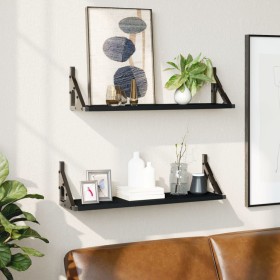 Wall shelves 2 units black 60x15x15.5 cm by , Shelves and shelves - Ref: Foro24-836323, Price: 26,99 €, Discount: %