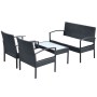 4-teiliges Gartenmöbel-Set und Kissen Kunstrattan schwarz von vidaXL, Gartensets - Ref: Foro24-42673, Preis: 196,52 €, Rabatt: %