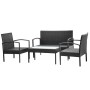 Garden furniture set, 4 pieces, with black synthetic rattan cushions. by vidaXL, Garden sets - Ref: Foro24-42673, Price: 196,...