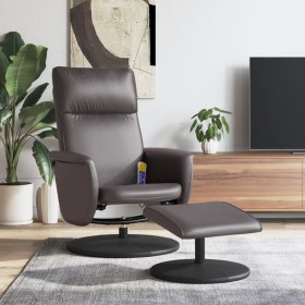 Sillón de masaje reclinable con reposapiés cuero sintético gris de , Sillones - Ref: Foro24-356559, Precio: 145,99 €, Descuen...