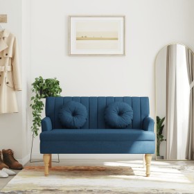 Bench with blue fabric cushions 113x64.5x75.5 cm by , Banks - Ref: Foro24-372136, Price: 175,41 €, Discount: %