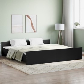 Bed frame with headboard and footboard black 180x200 cm by , Beds and slatted bases - Ref: Foro24-3203769, Price: 149,88 €, D...