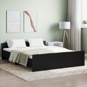 Bed frame with headboard and footboard black 160x200 cm by , Beds and slatted bases - Ref: Foro24-3203762, Price: 140,99 €, D...