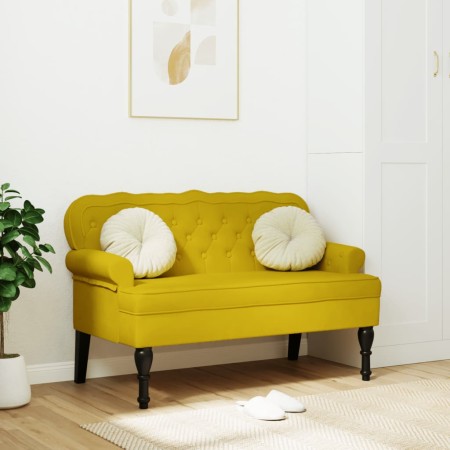 Banco con respaldo terciopelo amarillo 119,5x64,5x75 cm de , Bancos - Ref: Foro24-372162, Precio: 184,33 €, Descuento: %