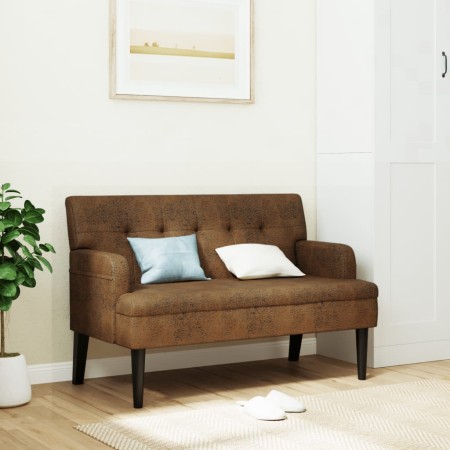 Bench with brown synthetic suede backrest 112x65.5x75 cm by , Banks - Ref: Foro24-372155, Price: 176,95 €, Discount: %