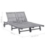 Garden sunbed for 2 people with solid acacia wood and cushions by , Loungers - Ref: Foro24-3061399, Price: 360,66 €, Discount: %