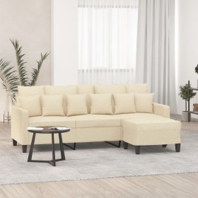 3-seater sofa with cream fabric stool 180 cm by , Sofas - Ref: Foro24-3201091, Price: 350,99 €, Discount: %