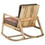 Silla mecedora de cuero auténtico y madera mango maciza marrón de , Mecedoras - Ref: Foro24-282906, Precio: 202,78 €, Descuen...