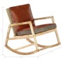 Silla mecedora de cuero auténtico y madera mango maciza marrón de , Mecedoras - Ref: Foro24-282906, Precio: 202,78 €, Descuen...