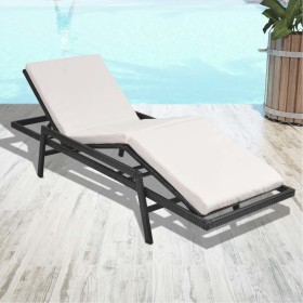 Sonnenliege mit schwarzem synthetischem Rattankissen von vidaXL, Liegen - Ref: Foro24-43108, Preis: 123,70 €, Rabatt: %