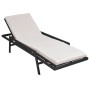 Sun lounger with black synthetic rattan cushion by vidaXL, Loungers - Ref: Foro24-43108, Price: 123,54 €, Discount: %