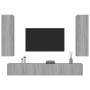 TV furniture set 4 pieces gray Sonoma plywood by , TV Furniture - Ref: Foro24-3114212, Price: 178,78 €, Discount: %