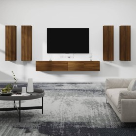 6-piece TV furniture set made of brown oak plywood by , TV Furniture - Ref: Foro24-3114357, Price: 261,37 €, Discount: %