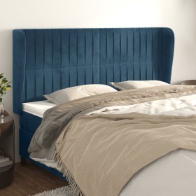 Headboard with dark blue velvet ears 163x23x118/128 cm by , Headboards and footboards - Ref: Foro24-3118252, Price: 127,99 €,...