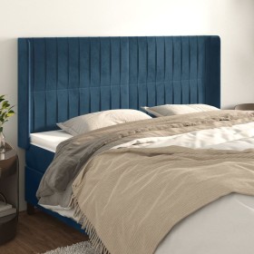 Headboard with dark blue velvet ears 163x16x118/128 cm by , Headboards and footboards - Ref: Foro24-3119876, Price: 120,99 €,...