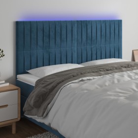 Cabecero con luces LED terciopelo azul oscuro 160x5x118/128 cm de , Cabeceros y pies de cama - Ref: Foro24-3122720, Precio: 1...