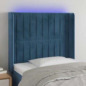 Dark blue velvet LED headboard 83x16x118/128 cm by , Headboards and footboards - Ref: Foro24-3124320, Price: 79,99 €, Discoun...