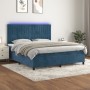 Box spring bed with mattress and LED velvet dark blue 160x200 cm by , Beds and slatted bases - Ref: Foro24-3136255, Price: 56...