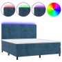 Cama box spring colchón y LED terciopelo azul oscuro 160x200 cm de , Camas y somieres - Ref: Foro24-3136255, Precio: 557,06 €...