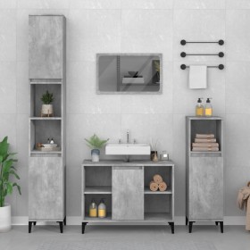 Bathroom furniture set, 3 pieces, gray plywood with concrete finish. by , Bathroom furniture - Ref: Foro24-3185625, Price: 20...