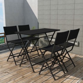 Klappbare Garten-Essgruppe, 5-teilig, Polyrattan und schwarzer Stahl von vidaXL, Gartensets - Ref: Foro24-42876, Preis: 236,8...