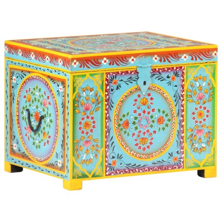 Hand-painted storage box 50x40x40 cm solid mango wood by , Storage baskets - Ref: Foro24-323540, Price: 160,99 €, Discount: %