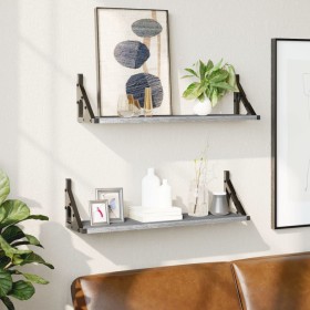 Wall shelves 2 units gray Sonoma 60x15x15.5 cm by , Shelves and shelves - Ref: Foro24-836326, Price: 25,14 €, Discount: %