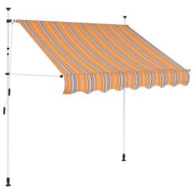 Toldo manual retráctil 150 cm amarillo y azul rayas de vidaXL, Toldos - Ref: Foro24-43225, Precio: 74,17 €, Descuento: %