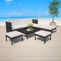 Set muebles de jardín 6 piezas y cojines ratán sintético negro de vidaXL, Conjuntos de jardín - Ref: Foro24-43010, Precio: 35...